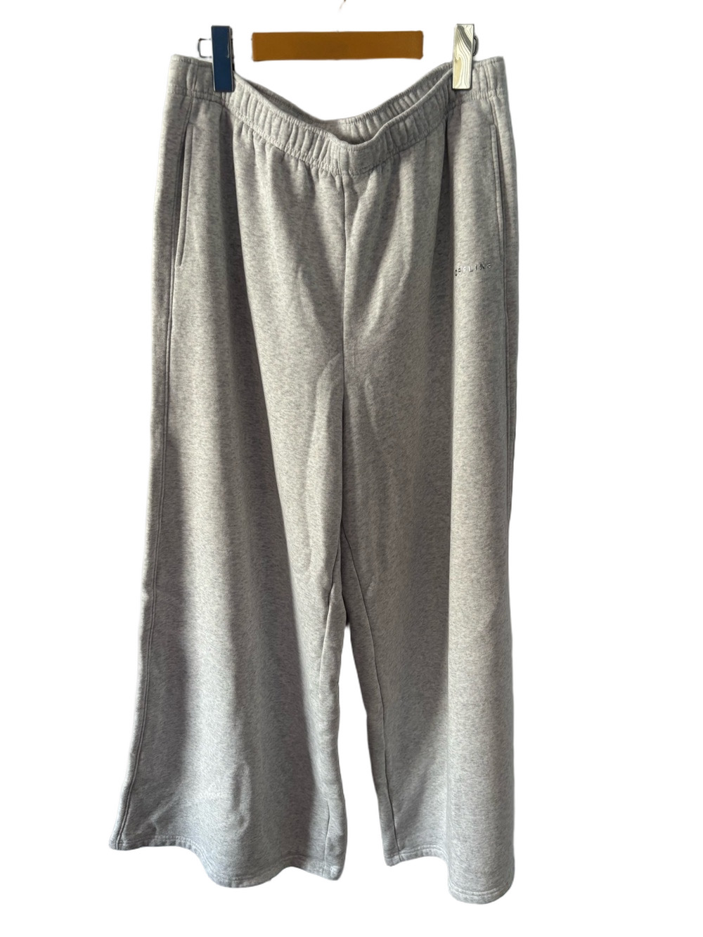 Offline by Aerie Wide-Leg Sweatpants L Drawstring Pockets Light Grey Casual Cozy